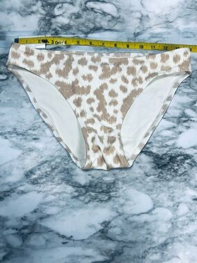 aerie Cream and White Leopard Print Bikini Bottoms